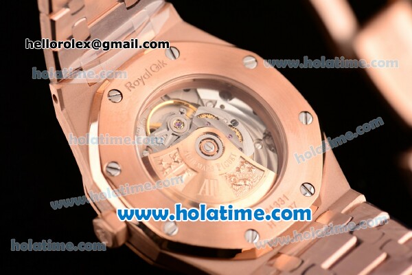 Audemars Piguet Royal Oak 41 Swiss ETA 2824 Automatic Full Rose Gold with Black Dial and Stick Markers - 1:1 Original (Z) - Click Image to Close